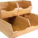 Bamboo Pantry Storage Bins Set of 3, Stackable Desktop Organizer | Ideal for kitchen counters, pantry shelves, dining rooms, coffee bars, offices and utility rooms.