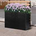 Tall Planters for Outdoor Plants - Hand-Hammered Metal Large Rectangular Block Planter Box with Drainage Holes, Modern Planters Indoor Outdoor Flower Plant Pots Patio Yard Front Porch Deck,32x12x24"