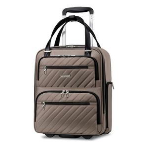 Underseat Carry On Luggage with Wheels - Stylish Underseat 16-Inch Cafe Latte