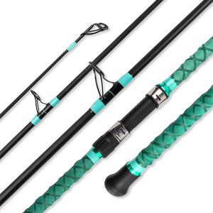 Surf Rod Saltwater 9ft- 4-Piece Carbon Fiber Surf Fishing Rods, Portable Travel Surf Spinning Rod with 20-40lb Power Green Blue, 12FT Surf Rod