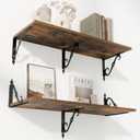 RICHFOCUS 12 Inch Deep Floating Shelves for Wall, 31.5" W x 12" D Wood Wall Shelves Set of 2, Wide Floating Shelves for Living Room, Bedroom, Kitchen, Bathroom and Storage, Rustic Brown