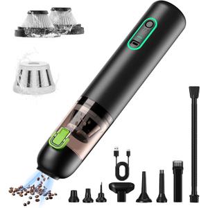Car Vaccum, Rapair VC28 Handheld Vacuum, 4-in-1 Mini Vacuum Cleaner with 20000pa Suction Power, Rechargeable Vacuum with 3 Suction Modes, Portable Cordless Vacuum for Car, Home, Office Desk, Keyboards (Black)