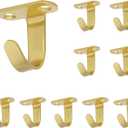 NearMoon Stainless Steel Screw Mounted Ceiling Hooks, Under-Shelf Towel/Robe Clothes Hook Heavy Duty Coat Hanger for Bathroom Kitchen Cabinet Garage, 10 Pack (Brushed Gold)