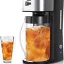 Iced Coffee Tea Maker with Reusable Filter Basket, 3 QT Pitcher, Iced Tea and Coffee Machine , Tea Makers for Iced Tea, Lattes, Lemonade and Flavored Water, Adjustable Brew Strength, Black and Silver
