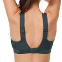 Yvette Supportive Adjustable Sports Bras for Women High Impact Support, Sewn-in Molded Cup Running Bra Large Bust No Bounce, Wireless Comfortable Workout HIIT with Hook & Eye Closure, Haze Blue, Large Plus