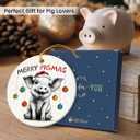 2 x Pig Ornaments for Christmas Tree 2025 - Funny Gifts for Friends Neighbors Farmer, Farm Animal Ceramic Ornament as Christmas Tree Decorations, Cute Animal Lovers Gifts for Women, Men