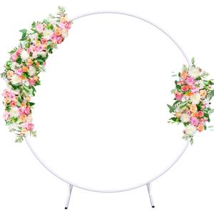 7.2ft Balloon Arch Stand White Metal Arch Backdrop Stand Circle Round Arch Frame Wedding Arch for Ceremony Birthday Party Anniversary Graduation Decoration