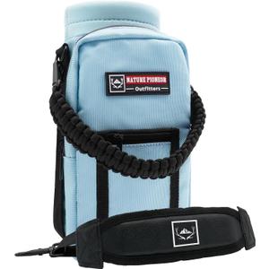 NATURE PIONEOR Water Bottle Holder with Strap 25 32 40 64 oz Insulated Water Bottle Carrier Sling Sleeve for Hiking,Outdoor Camping,Gym (Blue)