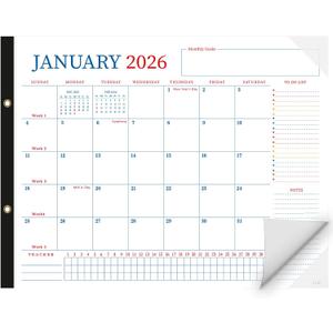 Large Desk Calendar 2026-2027, 18 Months Planner Pad From Jan 2026-Jun 2027, 22" x 17" Wall Calendar Classic Design with Habit Tracker Section, To-Do List, Notes, for Office, Home, School- Blue-Red