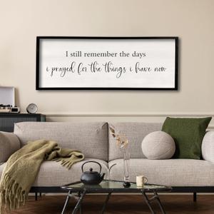 I Still Remember the Days I Prayed Sign 40" x 15" Large Living Room Wall Decor Wooden Vintage Framed Plaque Country Bedroom Hanging Home Farmhouse Inspirational I Prayed Wall Art (Black)