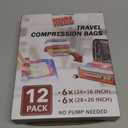 12 Pack Compression Bags for Travel | Vacuum Seal Storage Bags for Luggage & Dirty Clothes | Travel Packing Space Saver Bags for Suitcases & Home Organization | MEIQIHOME