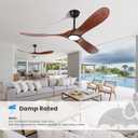 heimo 52 Inch Ceiling Fan with Light and Remote,Wood Outdoor Ceiling Fans with Lights Dimmable for Bedroom Living Room Patios Kitchen Modern 3 Blade Propeller Indoor Fan (Walnut)