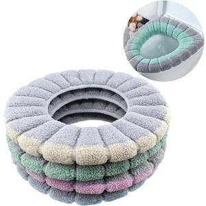 4Pcs Soft Toilet Seat Cover Pads Thicker Warmer Stretchable Washable Cloth Toilet Fits All Oval Toilet Seats