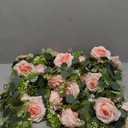 Riceshoot 4 Pack 26 ft Artificial Eucalyptus Vines Garland with Flowers Fake Floral Flower Garland Rose Wreath for Wedding Party Arch Table Decor Backdrop Decorations(Light Pink)