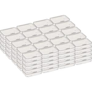 100 Pack Rectangular Clear Plastic Storage Containers Box with Hinged Lid for Beads and Other Small Craft Items (3.35 x 2.17 x 0.98 inch)