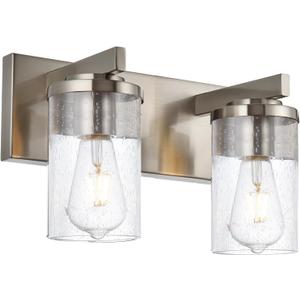 BONLICHT 2-Light Brushed Nickel Wall Sconce Lighting with Clear Glass Shade, Industrial Indoor Bathroom Lights Over Mirror, Modern Vanity Light Fixtures for Porch Entryway Stair