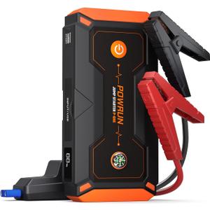 Powrun P-ONE Jump Starter, 2000A Portable Jump Box - Car Jump Starter Battery Pack for up to 8.0L Gas and 6.5L Diesel Engines, 12V Battery Jump Starter with Carry Case (Orange)