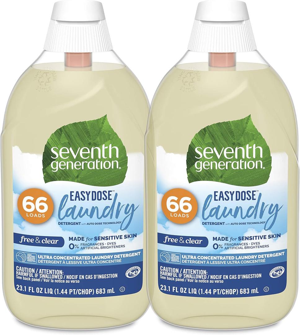 Seventh Generation Easy Dose Laundry Concentrated Liquid Detergent, Free & Clear, 23.1 Fl Oz (Pack of 6)