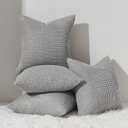 Topfinel 4 Packs Gray Decorative Throw Pillow Covers 18x18 Inch for Living Room Couch Bed, Modern Rustic Modern Home Decor, Soft Corduroy Small Bulge Accent Square Cushion Case 45x45 cm(Light Grey)