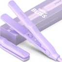 BeKind Bliss Hand-Sized Mini Hair Straightener - 0.7 Inch Portable Ceramic Small Flat Iron for Short Hair, Bangs, Curls - Lightweight, Dual Voltage Travel Hair Iron, Ideal for Styling - Purple