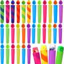 Lallisa 30 Pcs Ice Cream Molds Silicone Ice Lolly Mold Color Reusable Ice Lolly Mold with Lid Silicone DIY Homemade Ice Cream Maker Molds for Kids Adult Yogurt Freezer Summer Party