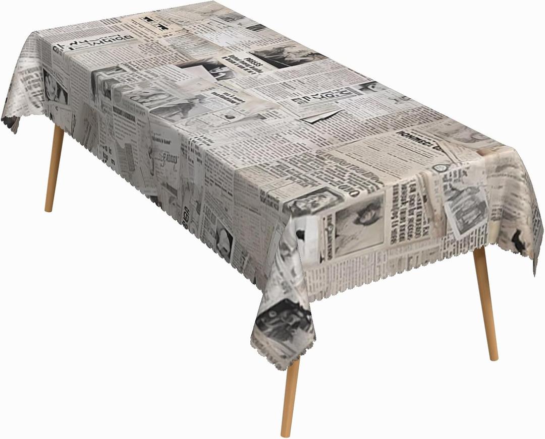 52x70 Inch Vintage Rectangle Tablecloth Old Newspaper Table Cloth Washable Nostalgia Style Table Cover for Dining Home Farmhouse Coffee Shop Decor (Color 4)