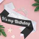 PATIKIL It's My Birthday Sash with Headband, Birthday Sash Tiara for Women Party Crown Birthday Queen Decoration Kit Accessories, Black Gold
