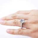 Bo.Dream Cushion Cut 3ct Cubic Zirconia CZ Platinum Plated Sterling Silver Engagement Ring 7,5