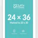 24 x 36 Poster Frame White, Display Pictures 20x30 with Mat or 24x36 Without Mat, Stable and Sturdy Picture Frame and Polished Plexiglass, Horizontal and Vertical Format of The Wall（1 Pack）
