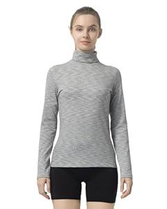 Leapstride Women's Turtleneck Slim - Fit Long Sleeve Base Layer Top, Space - Dyed Pattern, Sport Jersey for All - Round Activities