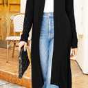 Newchoice Womens Long Cardigan Summer Casual Draped Open Front Lightweight Long Sleeve Cardigan Duster with Pockets (Black, S)