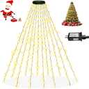 Easy Christmas Lights for Tree Indoor Outdoor, 420 LED Waterfall Tree Topper Lights 8.2FT x 12 Lines with 8 Modes & Timer, Waterproof String Lights Plug in for 6FT Xmas Tree Xmas Decor (Warm White)