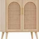 Rovaurx Rattan Storage Cabinet with Doors, Modern Accent Bathroom Floor Cabinet, Sideboard Buffet for Living Room, Entryway, Dining Room and Kitchen, Natural BMGZ108M (29.5"L)