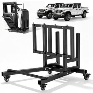 Fit for Jeep Door Storage with Front Hard Top Storage, Upgraded Heavy Duty Easy to Assemble Door Storage Cart fit for 1987-2026 Jeep Wrangler JK JL TJ YJ Gladiator JT 2/4 Doors