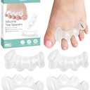 Golbylicc 2 Pairs Toe Spacers Gel Silicone Toe Separators for Women Men to Correct Bunion Toes, Hammer Toes, Soft Big Toe Straightener Toe Corrector Toe Spreader for Feet Relief, Plantar Fasciitis, Medium