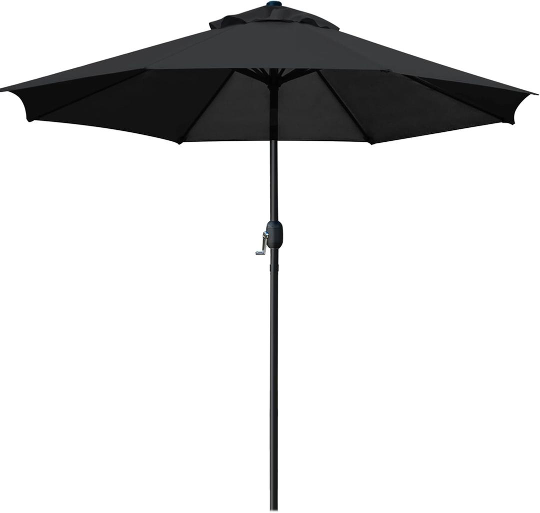 Sunnyglade 9' Patio Umbrella Outdoor Table Umbrella with 8 Sturdy Ribs (Black)