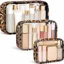 Clear Makeup Bags with Zipper, TSA Approved Travel Toiletry Bag, 3-Pack (Large, Small & Mini) Clear Cosmetic Bag, Waterproof Make Up Bag for Women, Car Bag Organizer & Car Organization Essentials