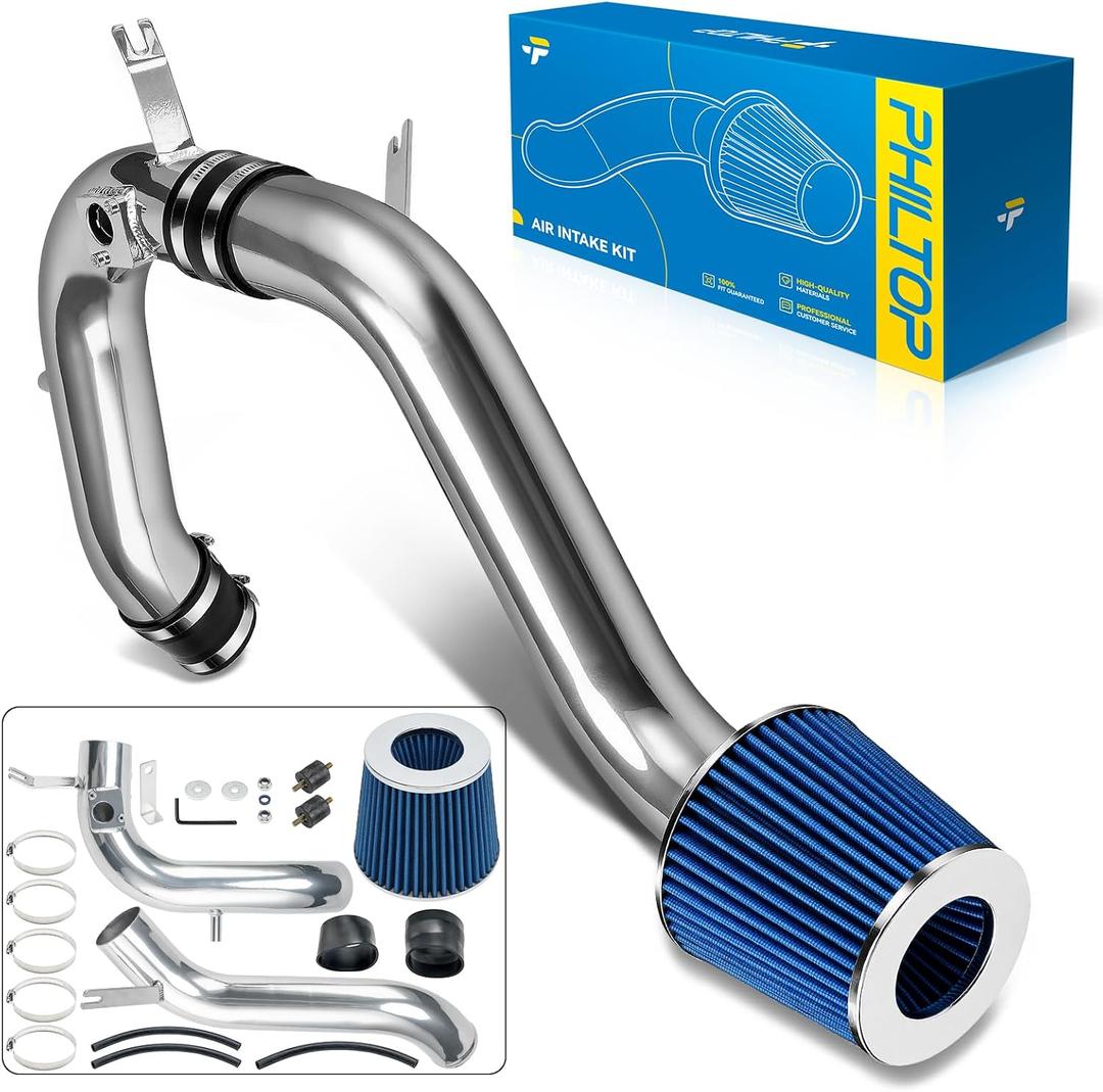 PHILTOP 3" Cold Air Intake Kit System Compatible with Honda Accord 2008 2009 2010 2011 2012 L4 2.4L, High Performance, Blue