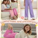 LessonZoo 3 Pack Girls' Pants with Pockets Wide Leg High Waist Teen Casual Sweatpants Kids Baggy Summer Joggers(Pink, Purple, Light Pink,5-6 Years)