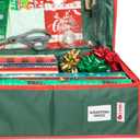 HOLDN STORAGE Premium Wrapping Paper Storage Container - Durable 600D Tear-Proof, Fits 27 Rolls Gift Wrap, Extra Pockets for Ribbons & Bows, Underbed Storage - Ideal for Holiday Christmas, Green