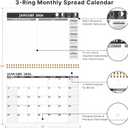 7 x 2026 Calendar, 2026 Wall Calendar 12 Month, 8.5" x 11", Jan 2026 - Dec 2026, 3-Hole Punched Binder Calendar, Memoranda Lined Pages with Thick Paper, Spiral Binding, Holidays, Moon Phases, Black