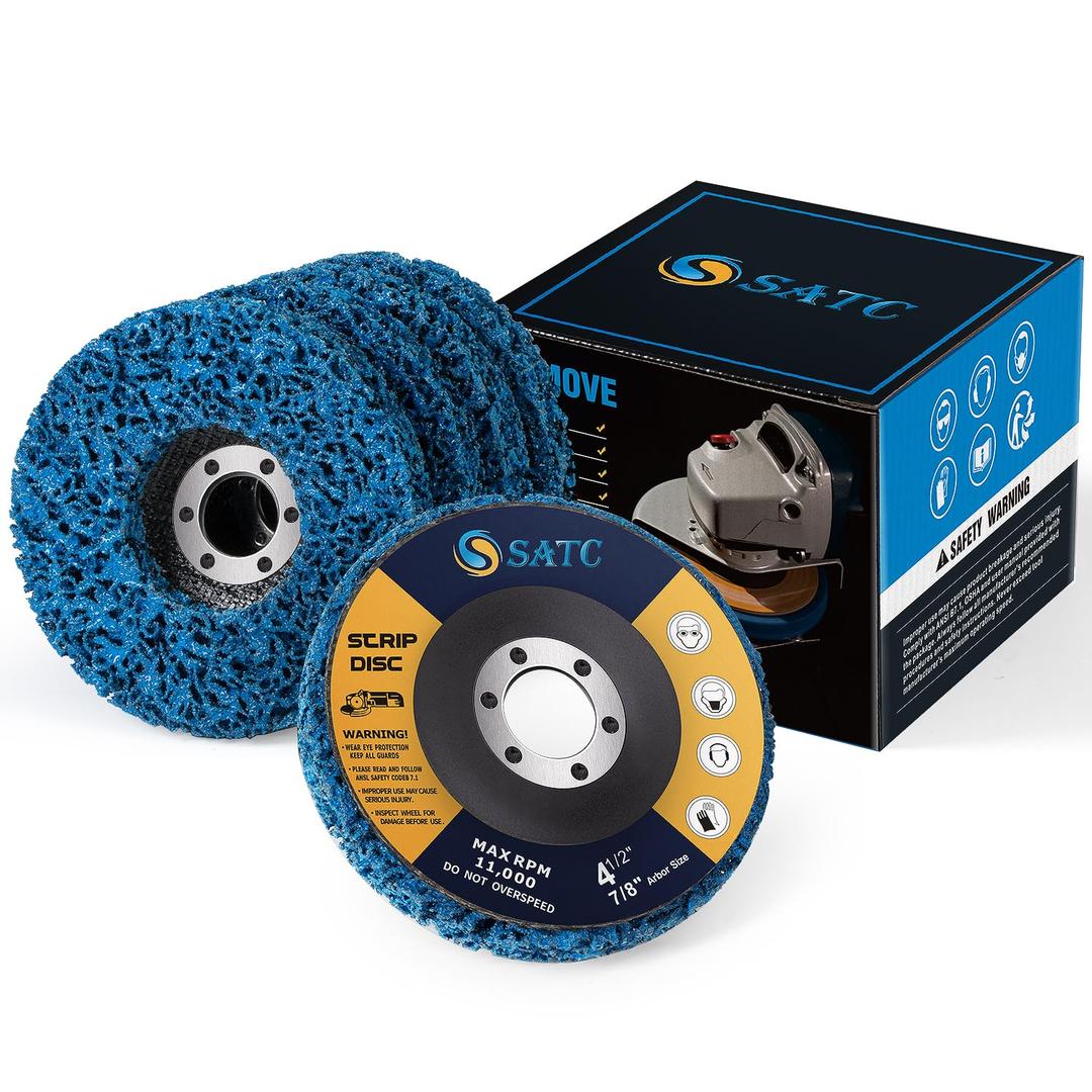 S SATC Strip Discs 5PCS Bule Stripping Wheel 4-1/2" x 7/8" Fit Angle Grinder Clean and Remove Paint Rust and Oxidation