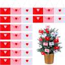 Tingjoo 30 Pcs Valentine's Day Envelope Ornaments Bulk Colorful Felt Heart Love Envelopes Ornaments Valentines Stitching Note Table Scatter for Valentine's Day Wedding Shower Party Decor