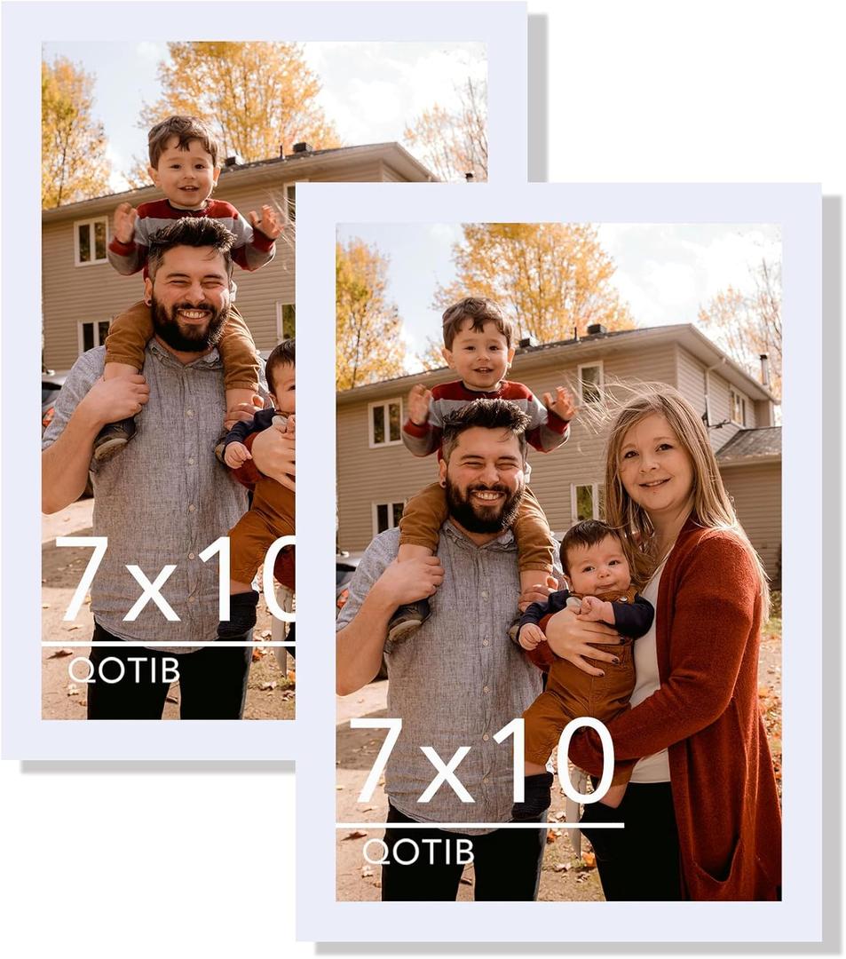 2 Packs 7x10 Picture Frame White, Engineered Wood 7 x 10 Photo Frame, 7 by 10 Photo Poster Frame for Wall Hanging and Tabletop Set of 2, White