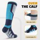 Ski Socks, 2/3 Pairs for Skiing, Snowboarding, Outdoor Sports - Thermal Knee-High Warm Socks for Men, Women, Youth (Large, Blue & Gray)
