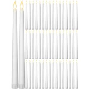 Funtery 48 Pcs Flameless LED Taper Candles 11 Inch Battery Operated Flickering Candles Bulk for Christmas Church Wedding Party(White, Classic Style)