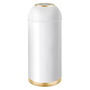 35L/9 Gallon White Gold Stainless Steel Commercial/Kitchen Trash Can, Round Open Top Waste Bin Garbage Bin for Home Office Restaurant (White Gold, 9gallon)
