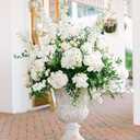 IPOPU White Flowers Artificial Delphinium 9PCS with Clematis Greenery for Wedding & Home Decor