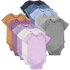 HonestBaby 18-Pack Short Sleeve Bodysuits One-Piece 100% Organic Cotton for Infant Baby Boys, Girls, Unisex