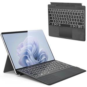 Surface Pro Keyboard, Wireless Type Cover for Microsoft Surface Pro3/4/5/6/7 , Ultra-Slim Bluetooth Portable Magnetic Keyboard with 7 Color Backlit, Pen Holder, Trackpad